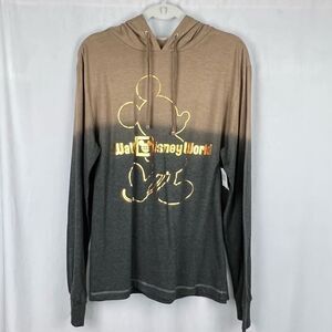 NWT Disney Mickey Mouse Gold Leaf Belle Of The Ball Bronze Ombré Hoodie Tee Sz S